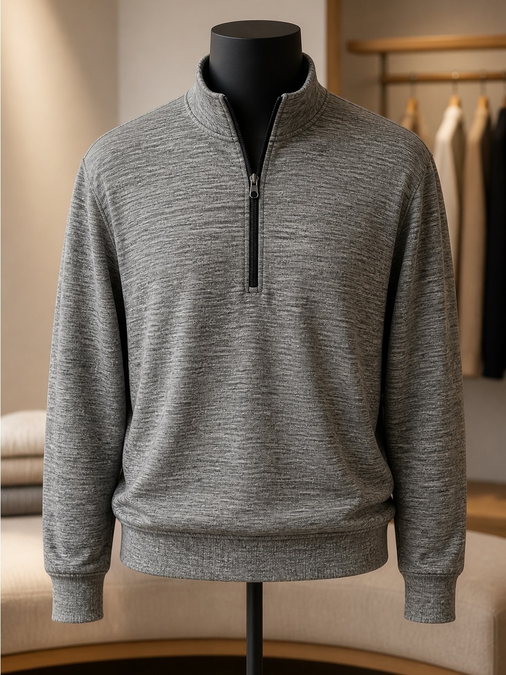 EauC Daily Ritual Women’s Gray Quarter-Zip Long Sleeve Athletic Pull Over - XL